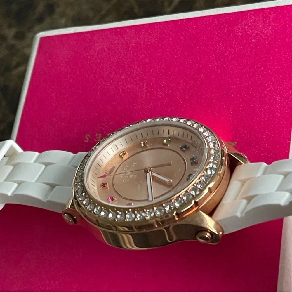 Juicy Couture Watch white strap / rose gold face/ multi color